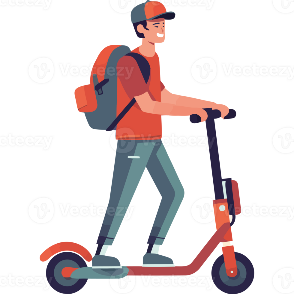 A man riding an electric scooter png