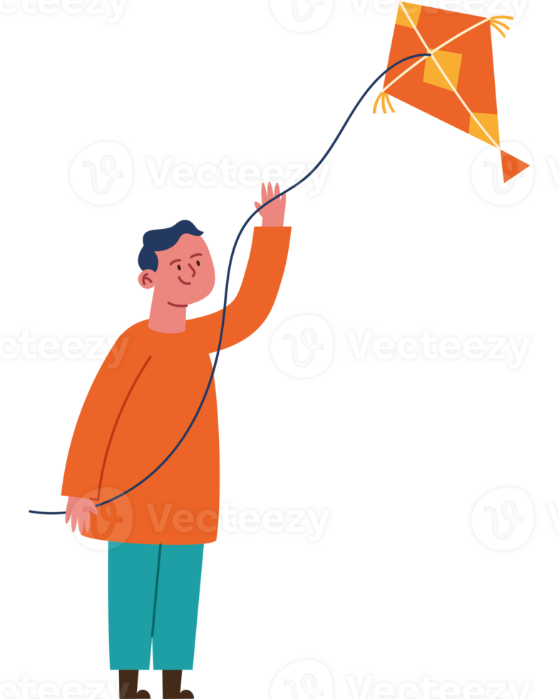 A man is flying a kite with a string png
