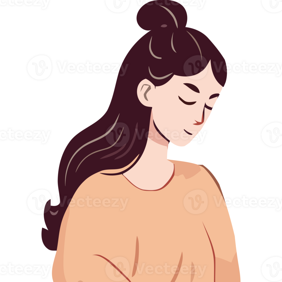 A woman with long hair and a smile png