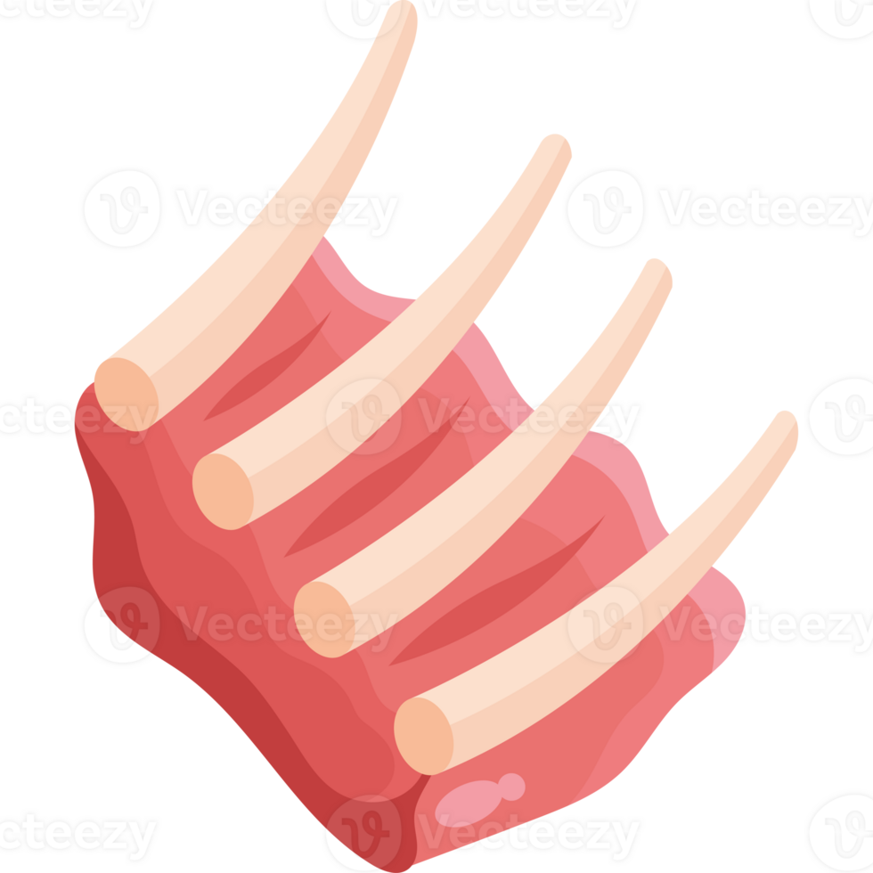 A piece of meat with four long bones png
