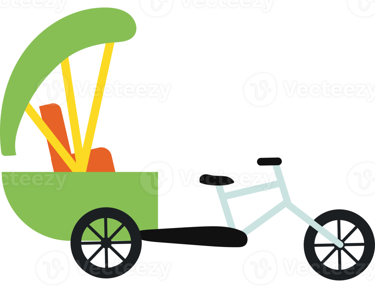 A green bicycle with a basket on the back png
