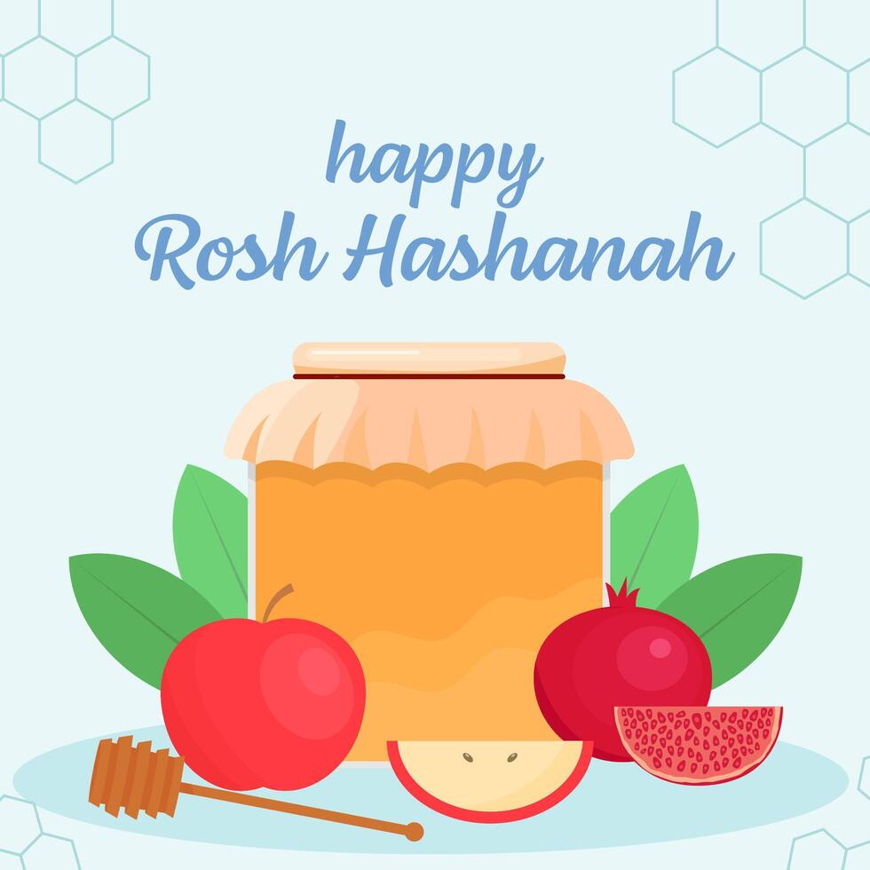 happy rosh hashanah illustration in flat design style vector