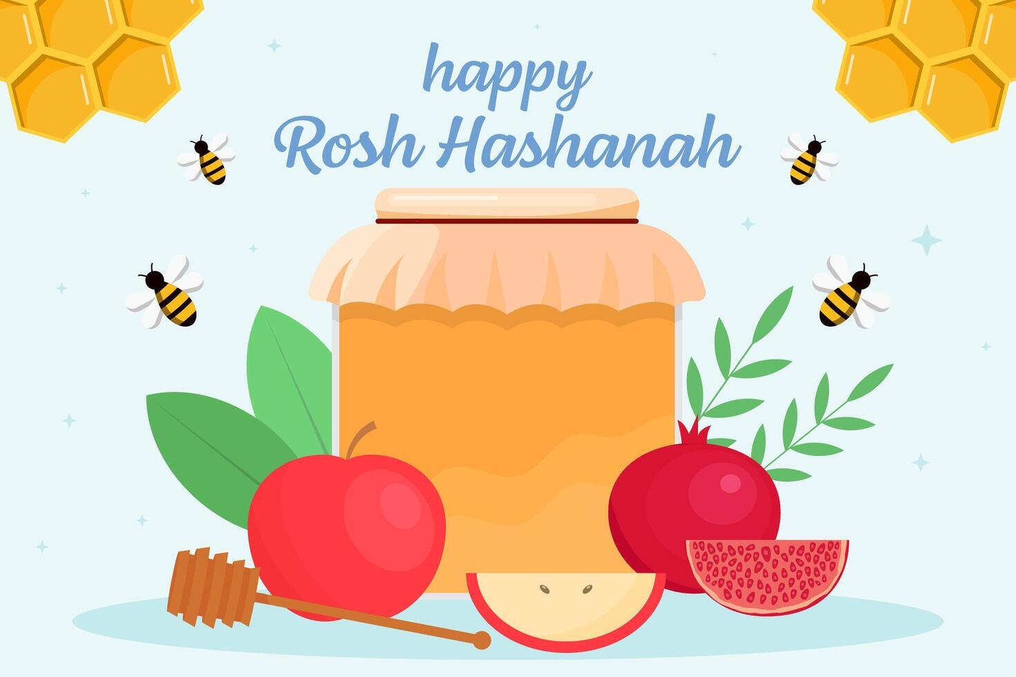 happy rosh hashanah background illustration in flat design vector
