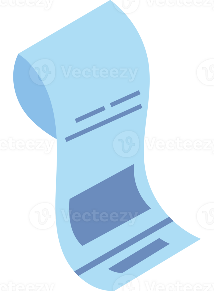 A receipt icon with a blue sheet of paper png