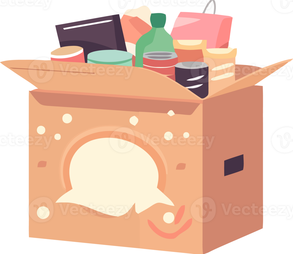 A box filled with various items png