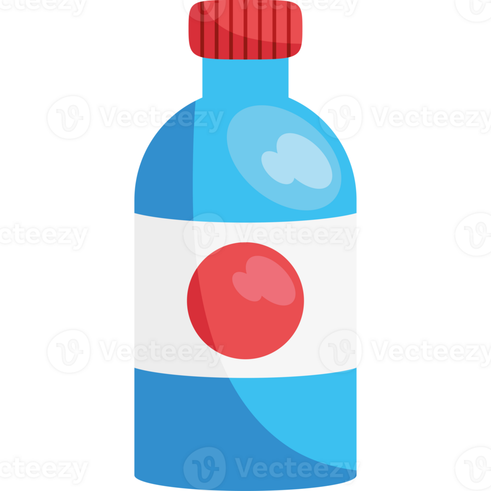 A bottle of water with a red dot on it png