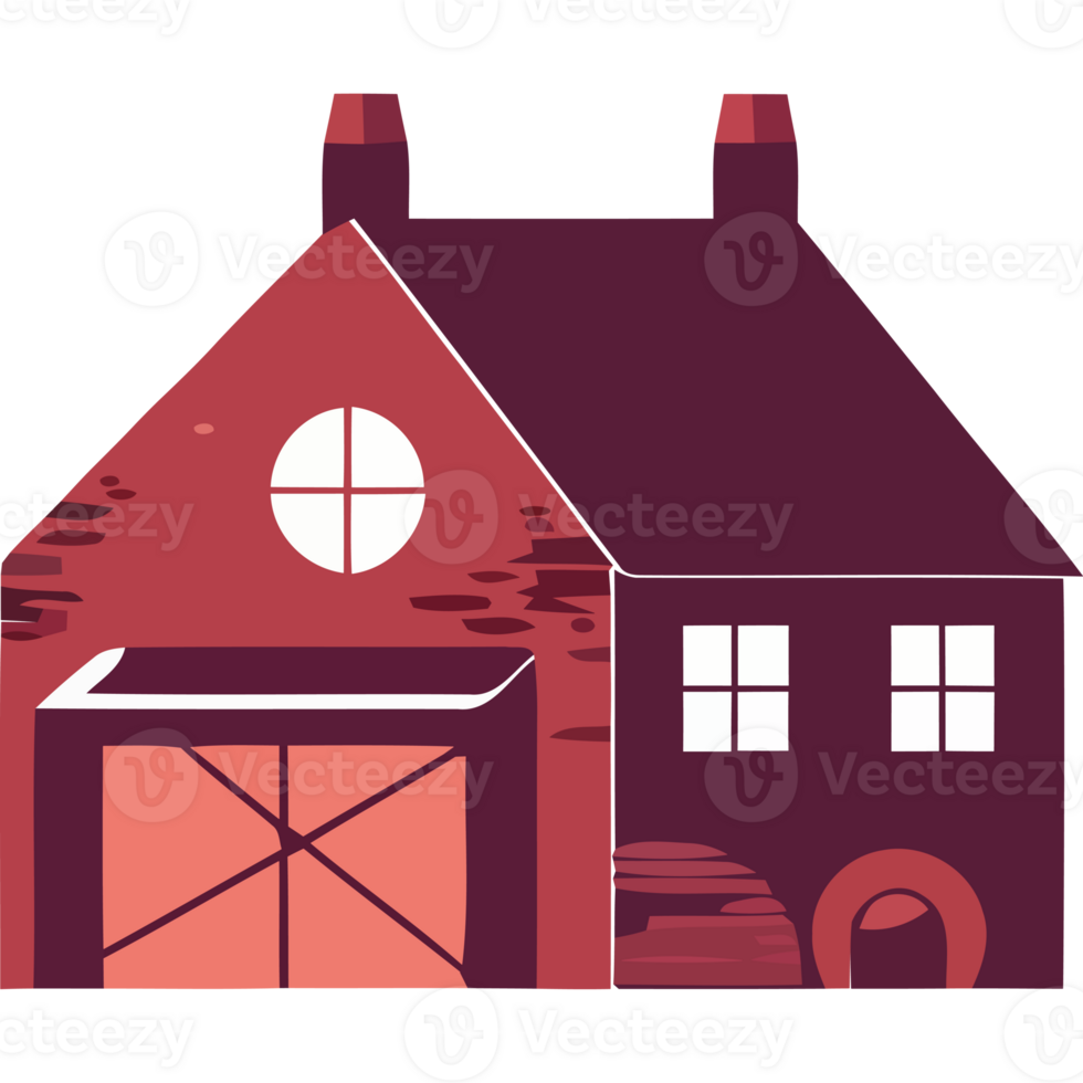 A house with a garage and a door png