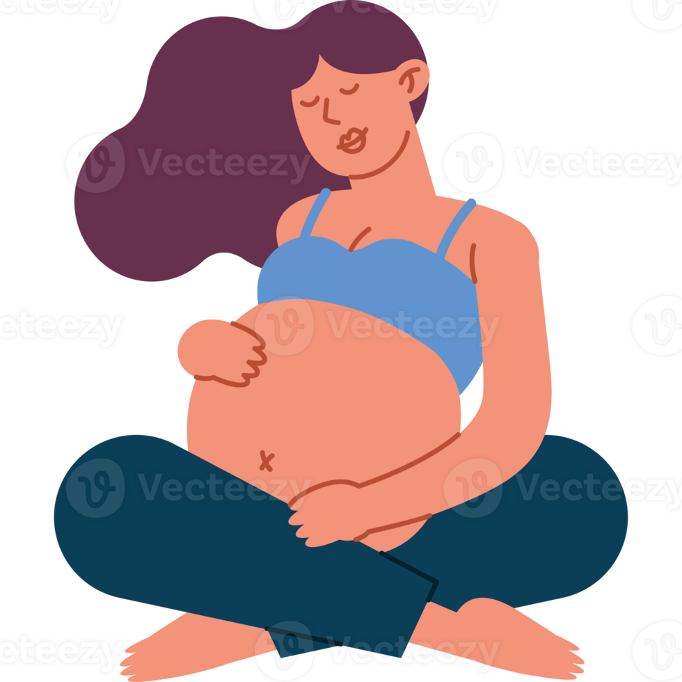 Pregnant woman sitting in the lotus position png