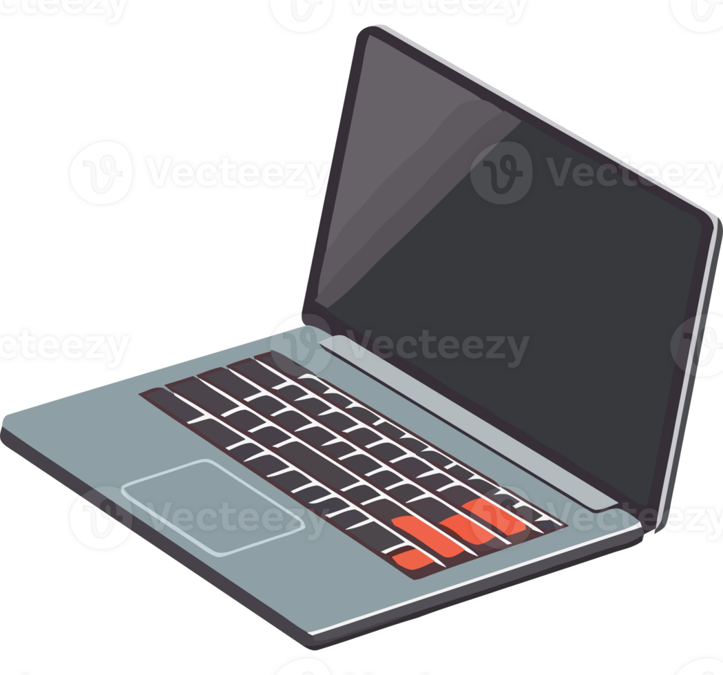 An open laptop with a keyboard on it png