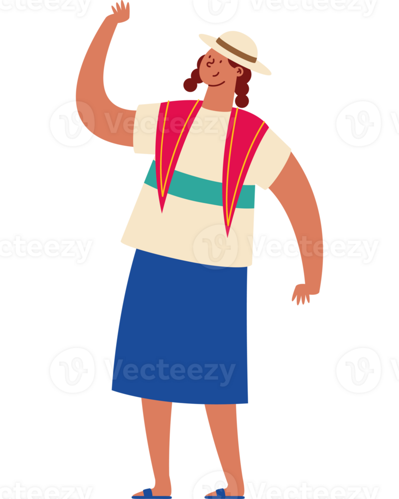 un dibujos animados mujer en un sombrero y falda ondulación png