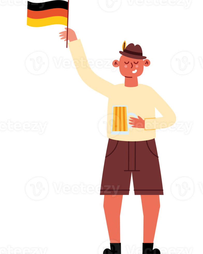 A man holding a german flag and a beer png