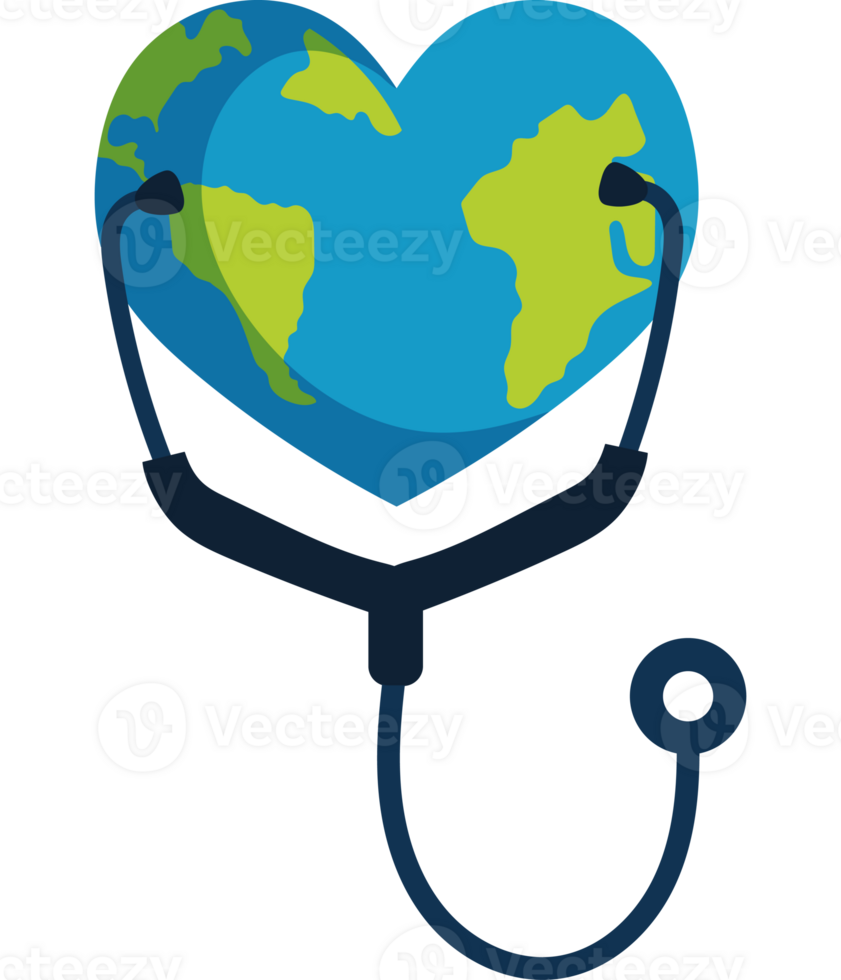 A stethoscope with a heart shaped earth on it png