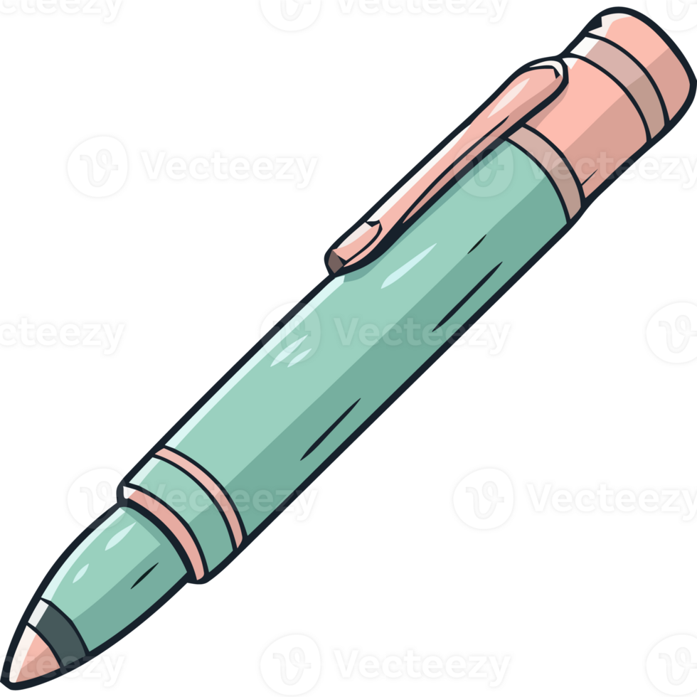 A pen with a green and pink color png