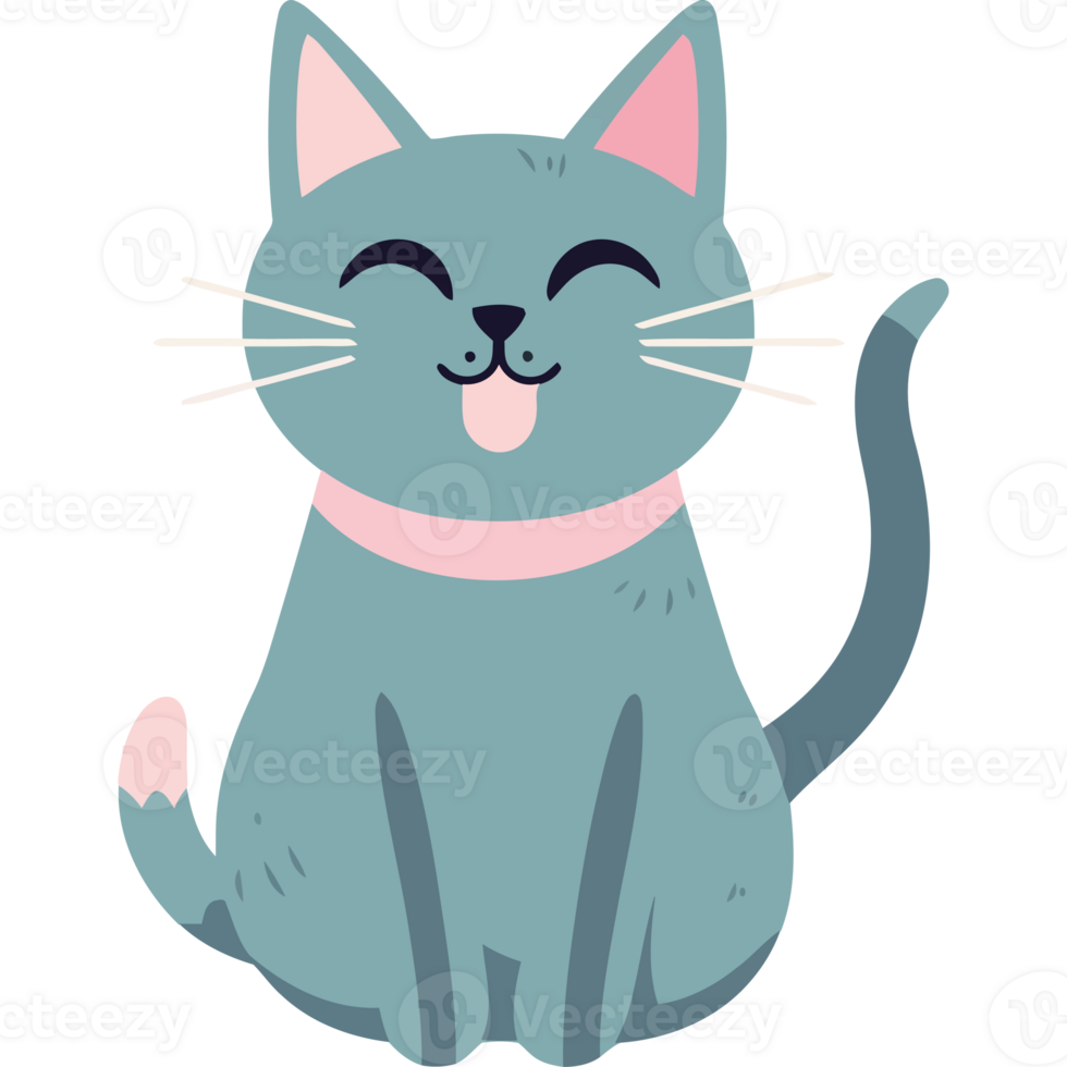 A cartoon cat with a pink collar png