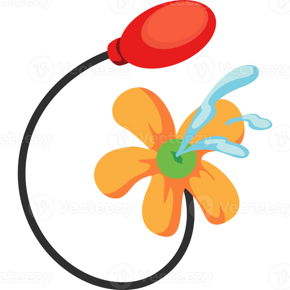 een tekenfilm bloem met een water slang gehecht naar het png