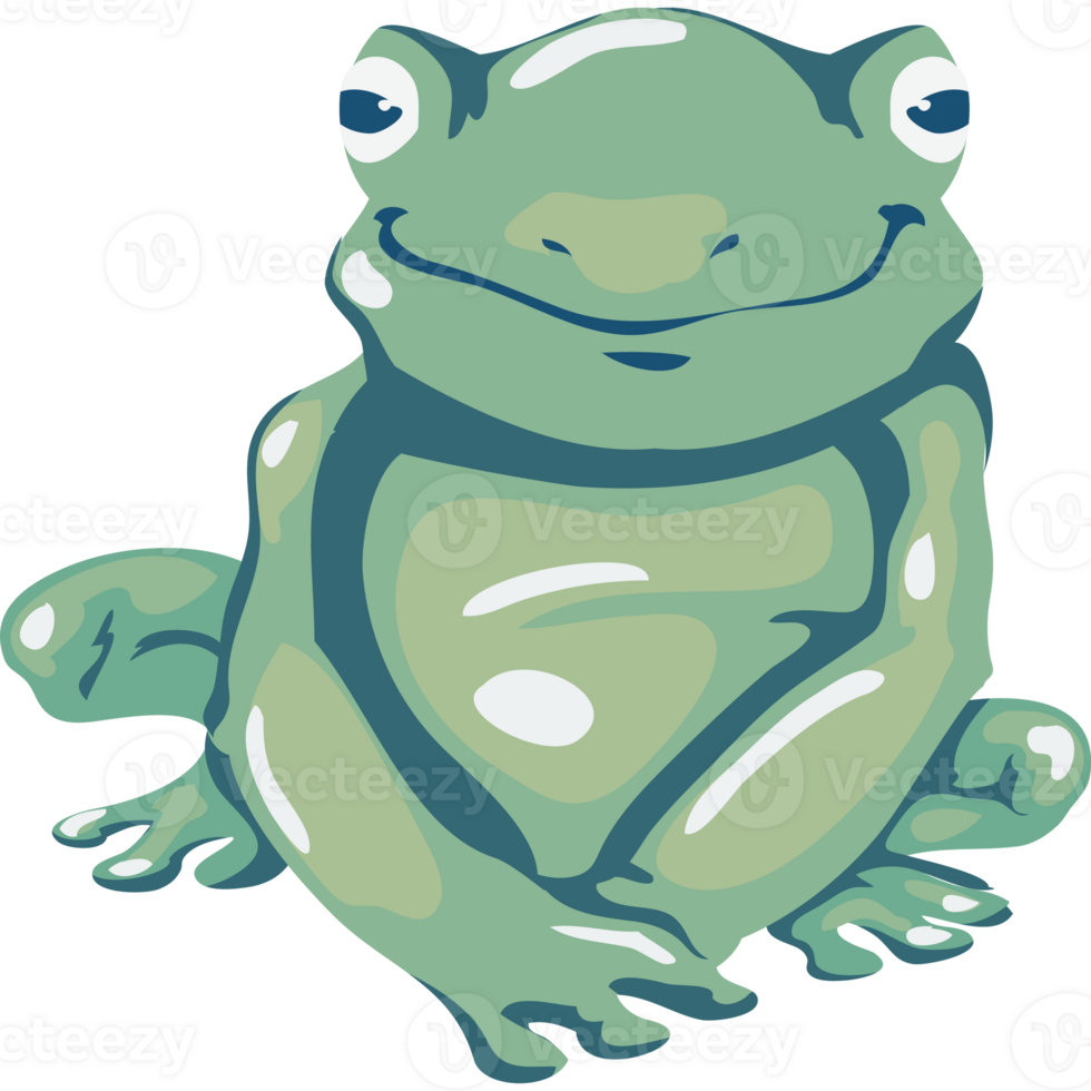 A cartoon frog sitting on its back png