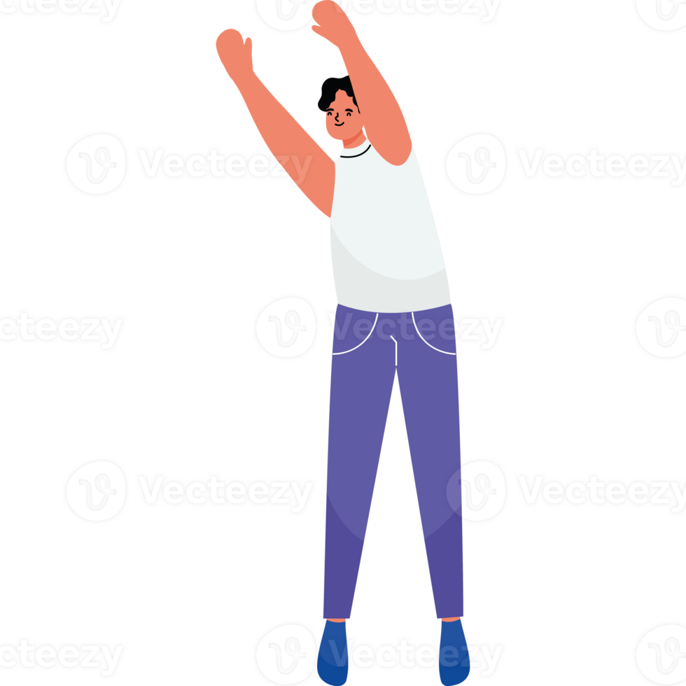 Man raising his arms up in the air png