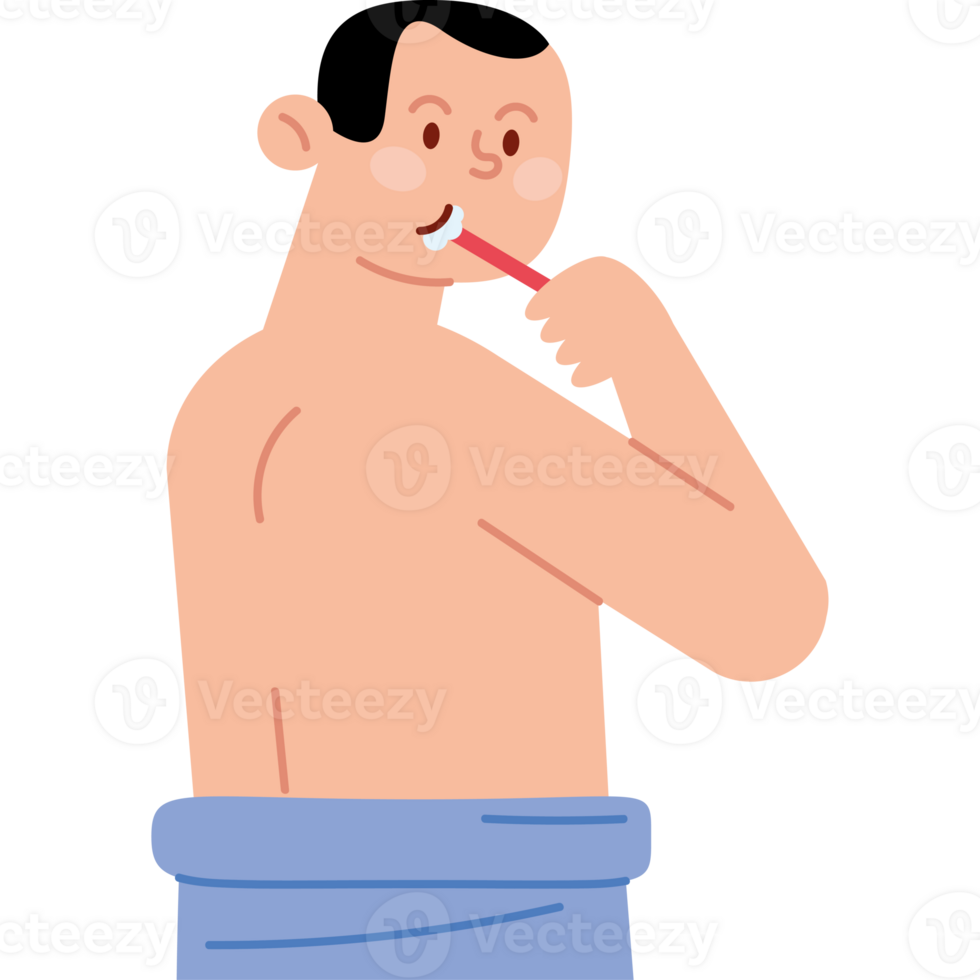 A man brushing his teeth with a toothbrush png