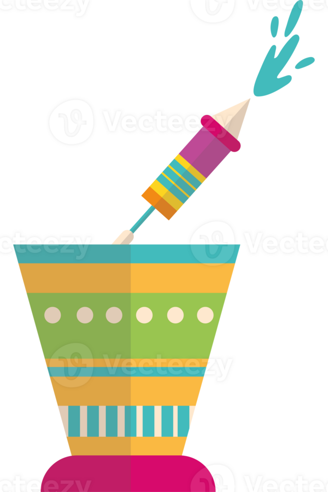 A colorful pencil in a cup with a splash of water png