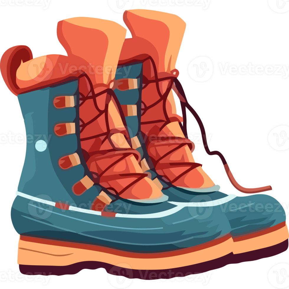 A pair of blue and orange hiking boots png