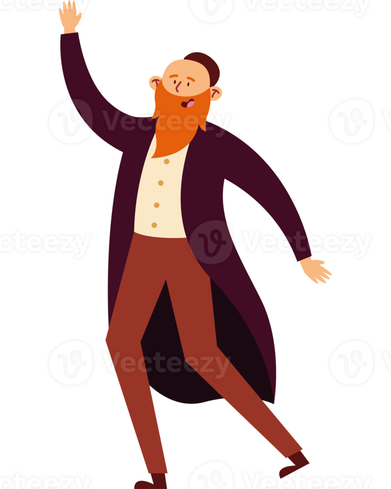A cartoon man with a long beard and a hat png