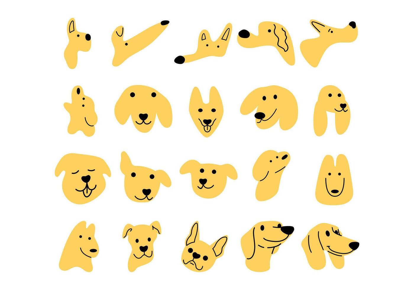 Abstract Head Dog Element Set vector