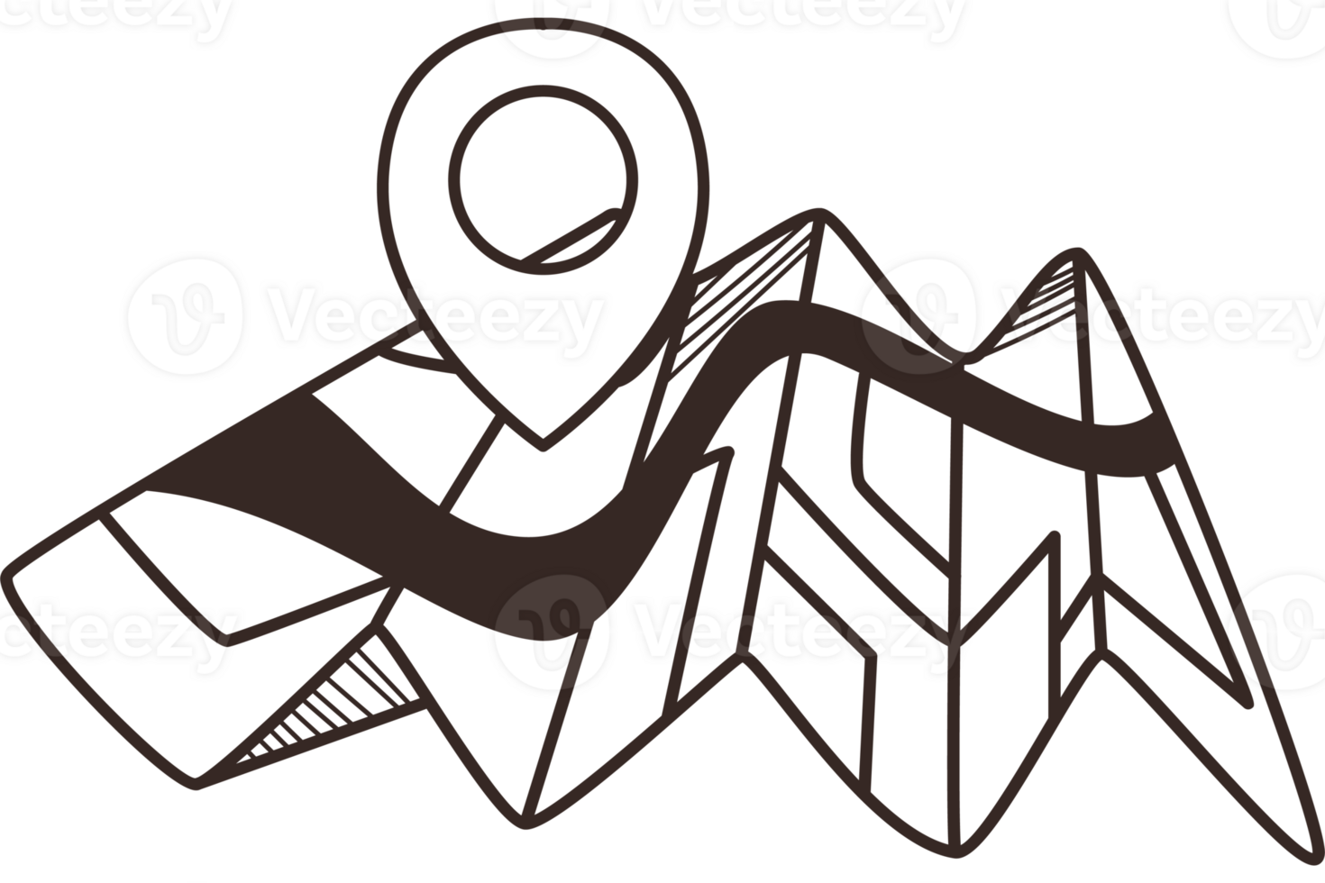 A map marker with a person standing in front of it png