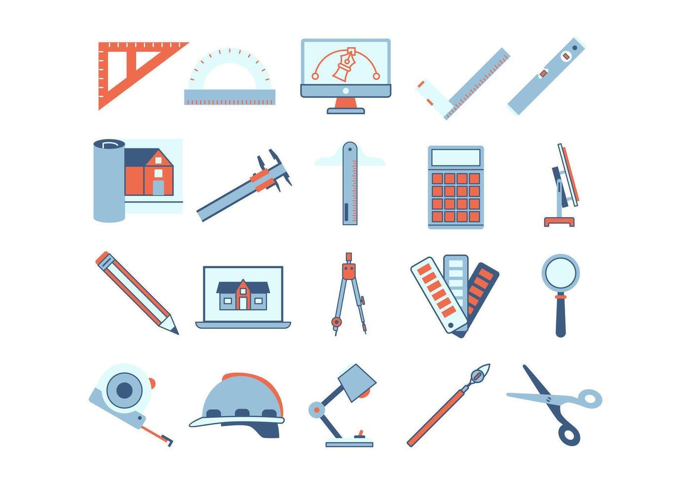 Architect Tools Illustration Set vector