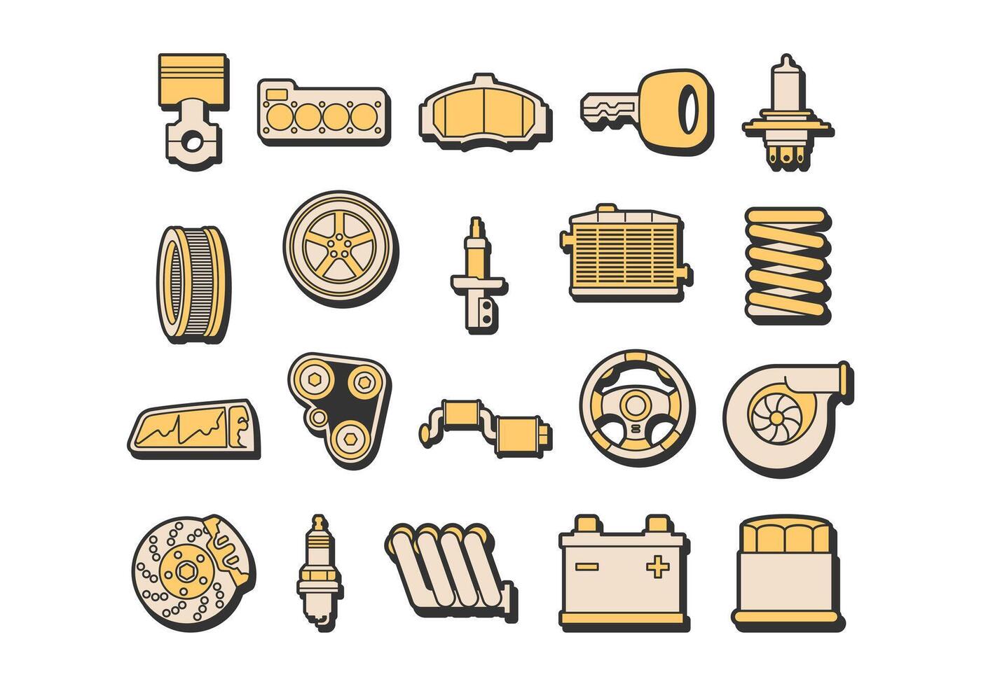 Spare Parts Car Illustration Sticker Set vector