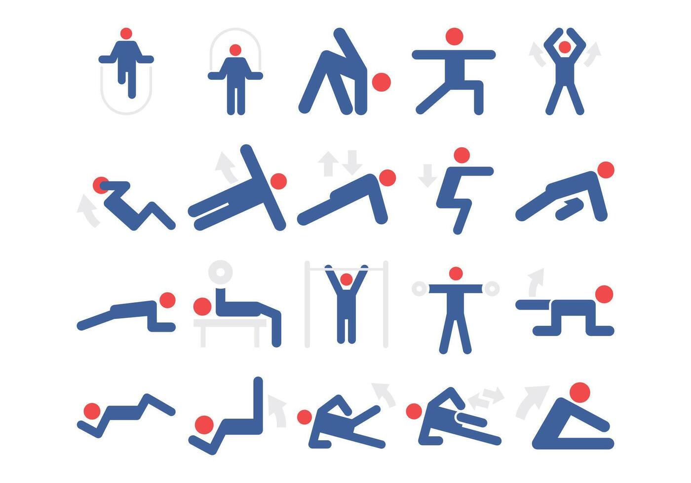 Fitness Exercise Icon Element Set vector
