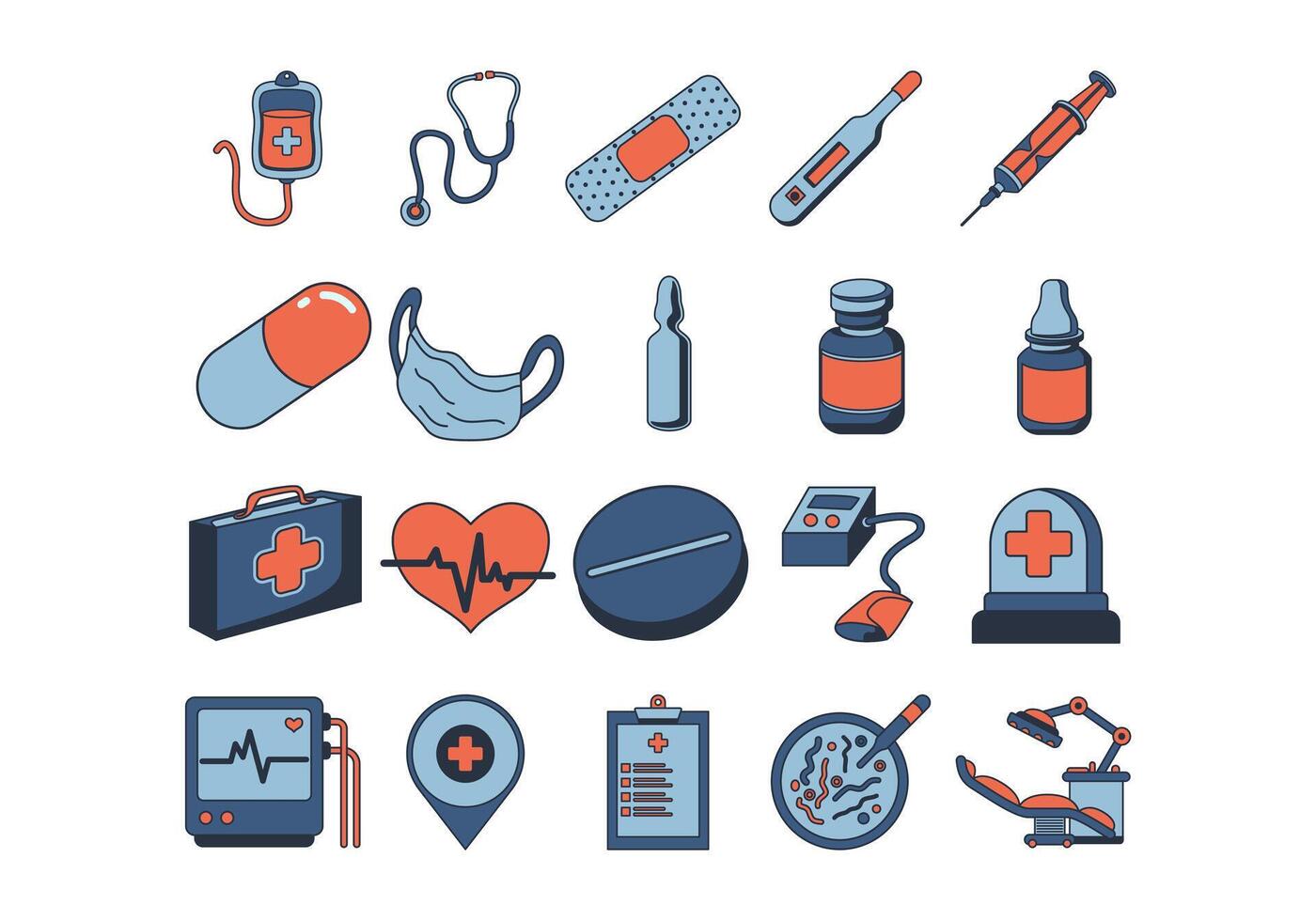 Medical Instruments Health Care Element Set vector