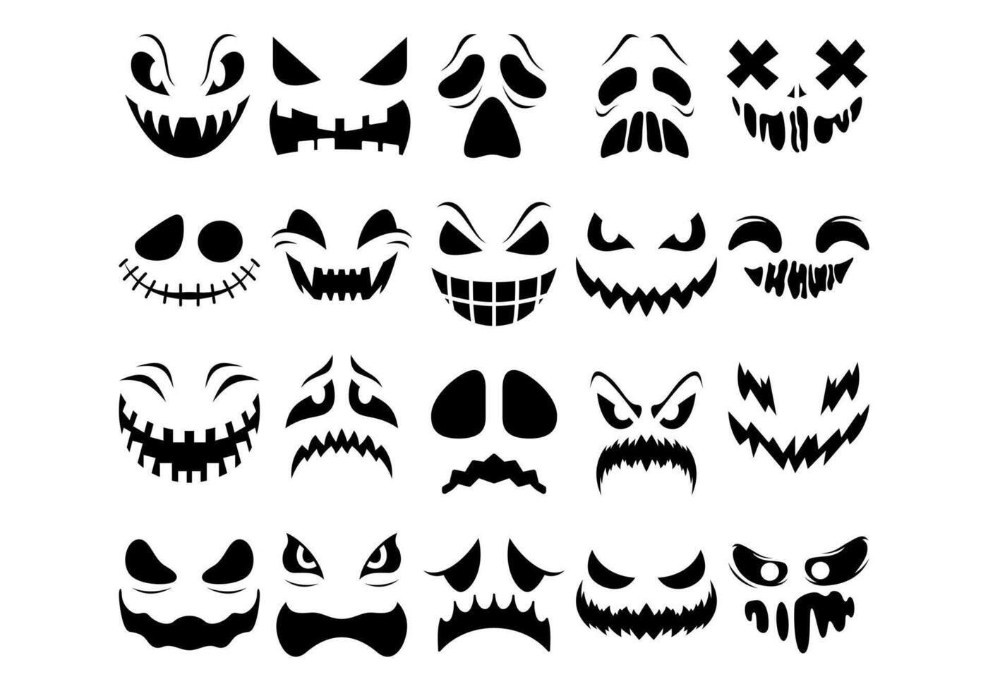 Scary Ghost Face Collection Set vector