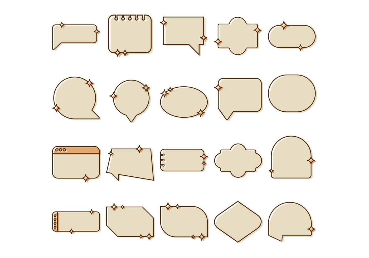 Retro Text Box Shape Element Set vector