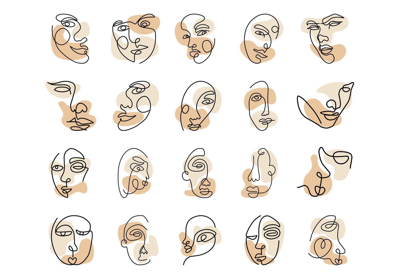 Minimalist Abstract Face Element Set vector