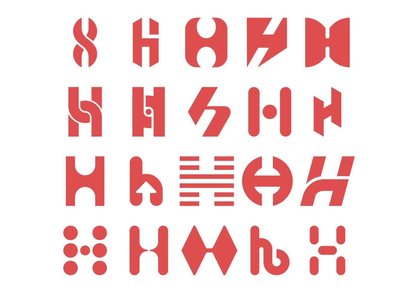 Logotype H Letter Element Set vector
