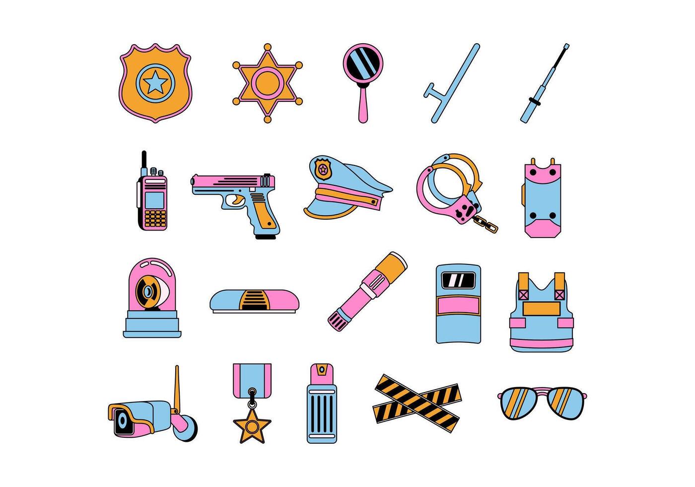 Police Element Illustration Pack Set vector