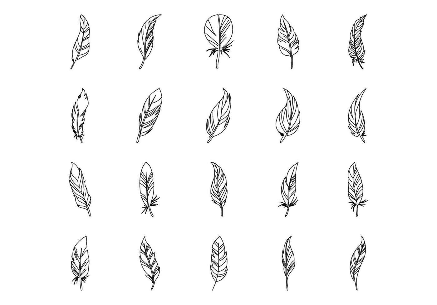 Feathers Decoration Illustration Set vector