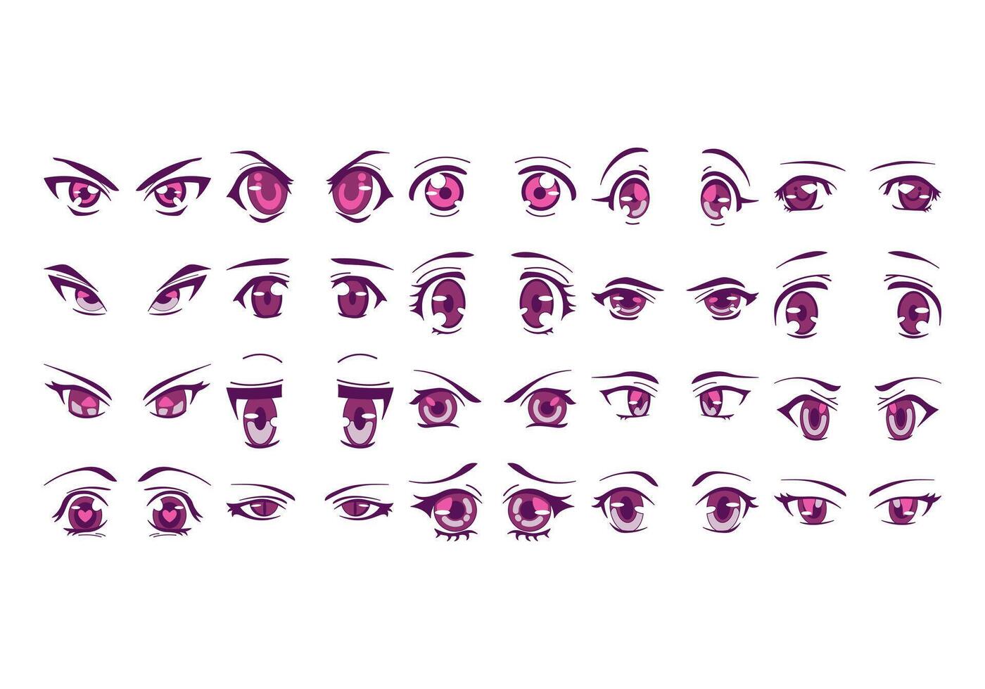 Anime Eyes Illustration Element Set vector