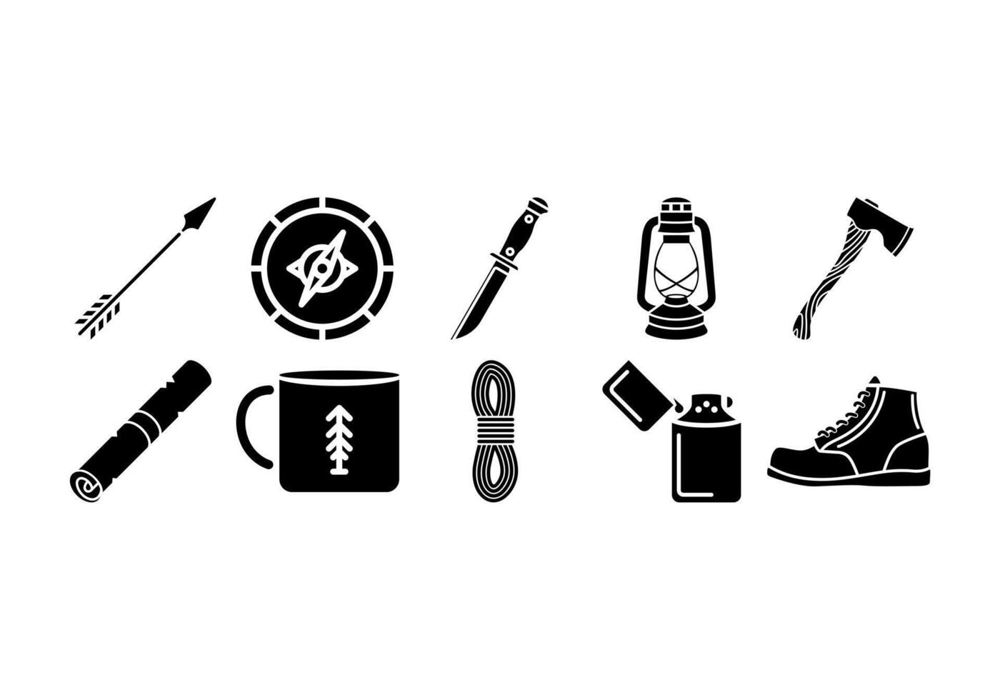 Adventure Tools Silhouette Set vector
