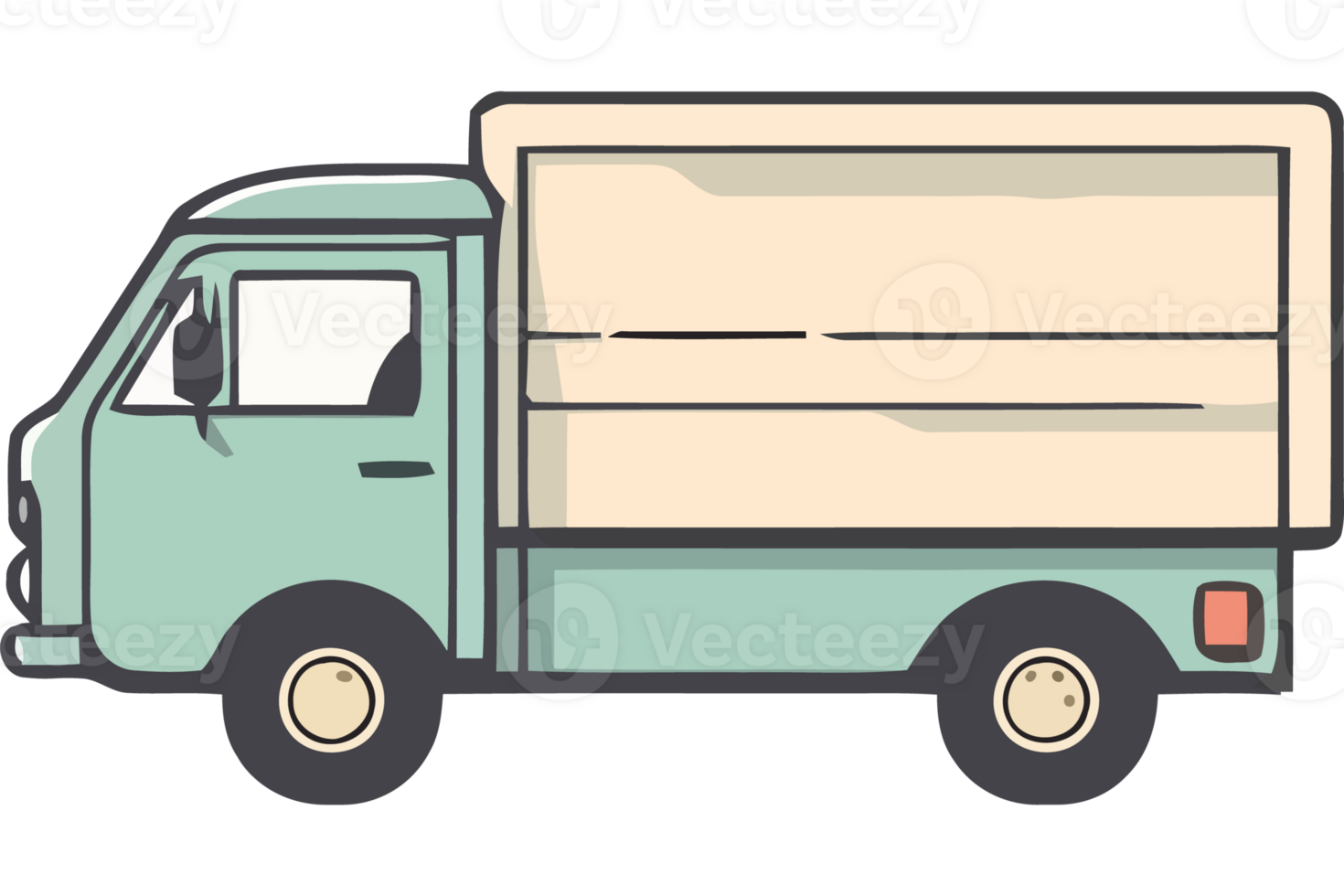 A truck with a white box on the back png