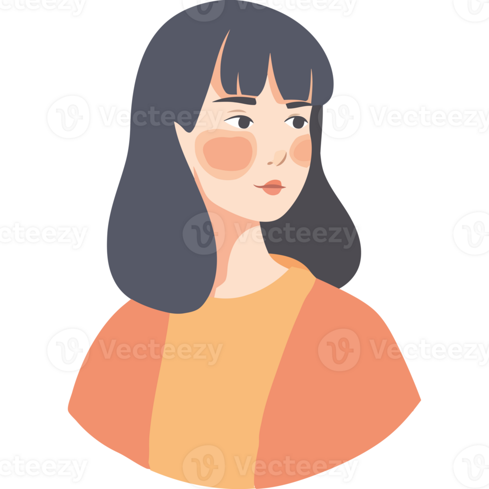 An illustration of a woman with dark hair png