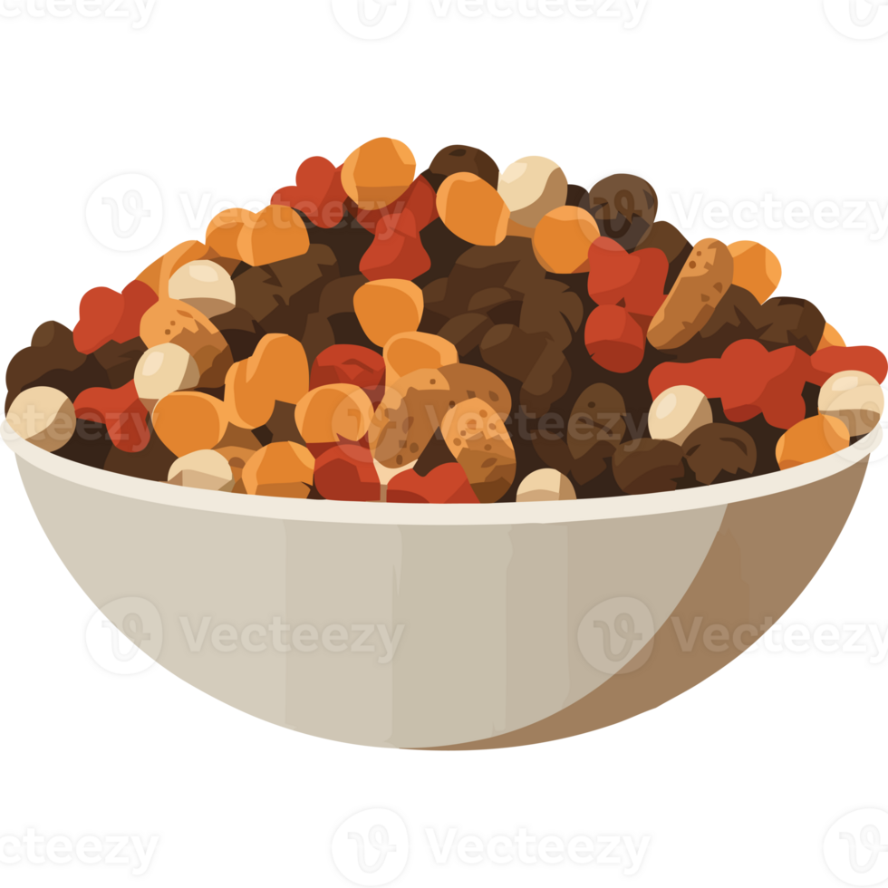 A bowl of cereal with nuts and seeds png