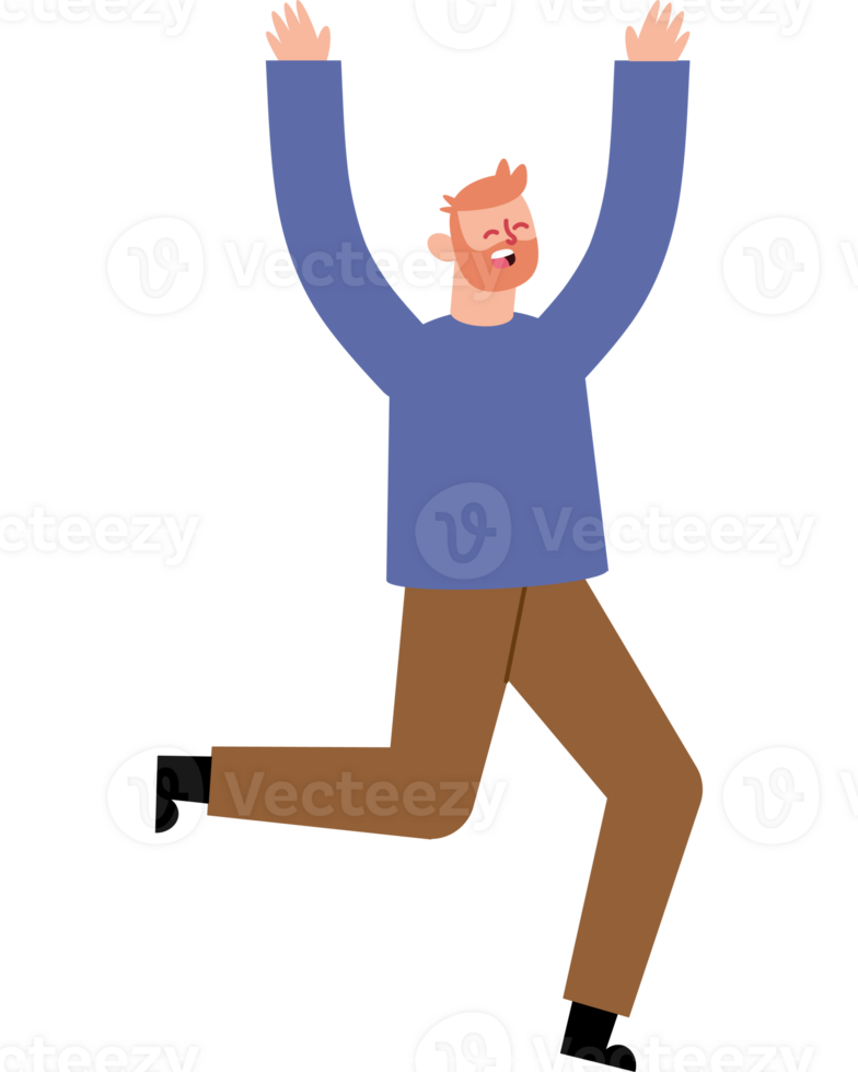 Happy man jumping in the air png