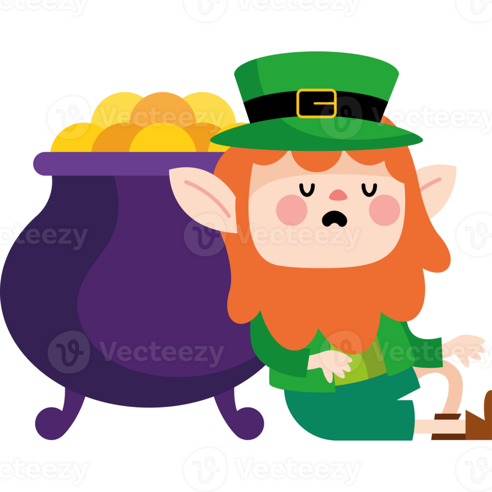 Leprechaun with pot of gold png