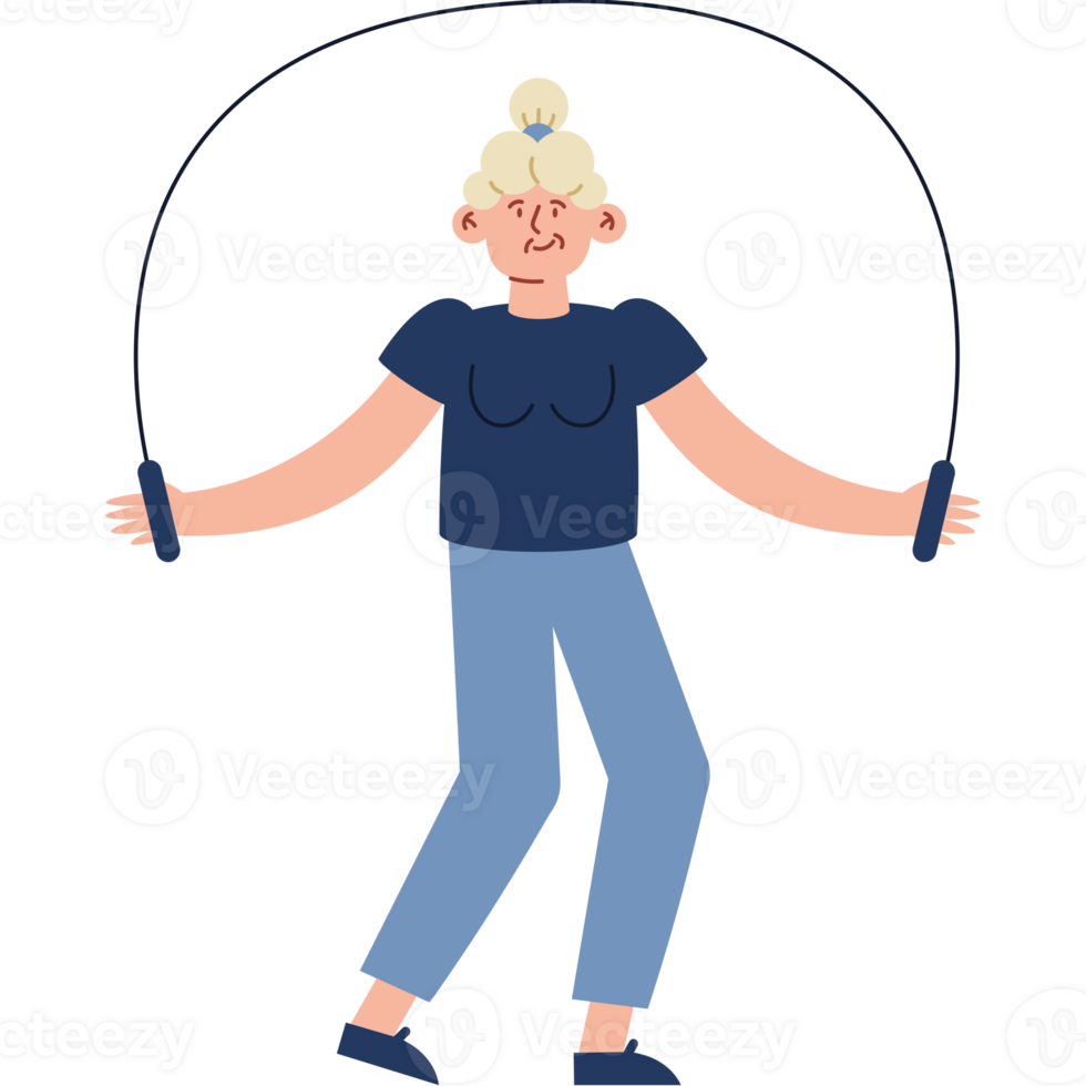 An illustration of a woman jumping rope png