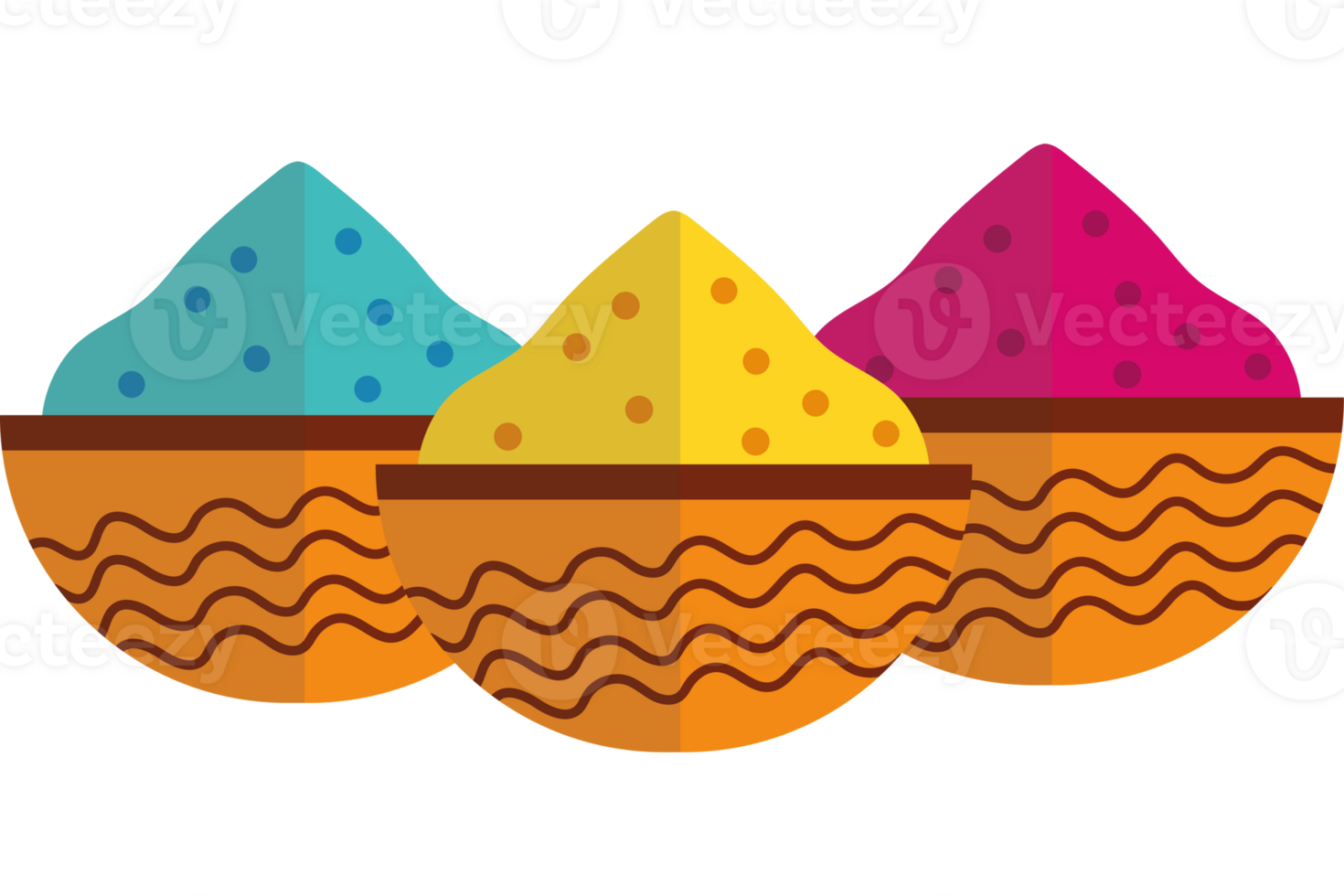 Three colorful eggs in a basket png