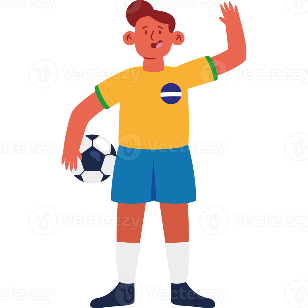A cartoon soccer player with his hand up png