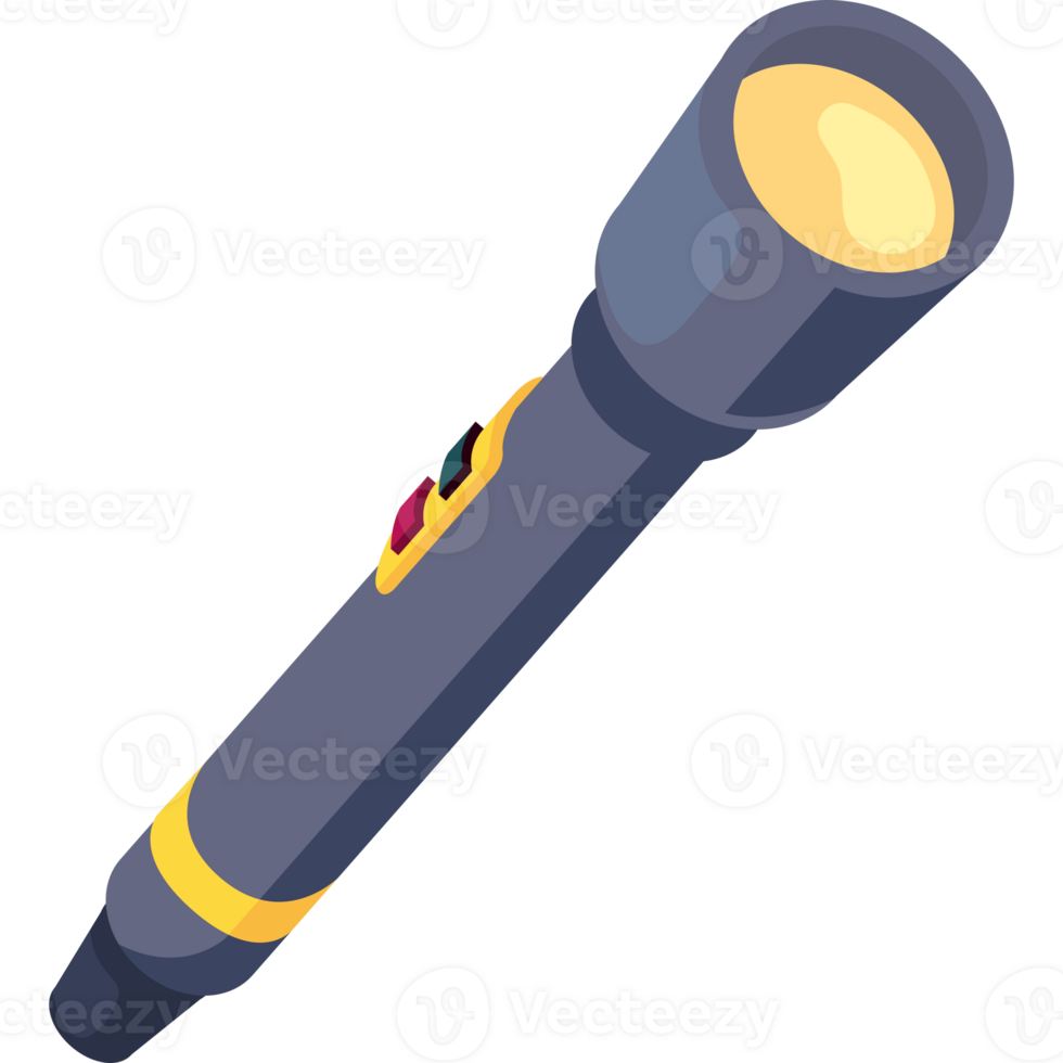 A flashlight with a yellow light on it png