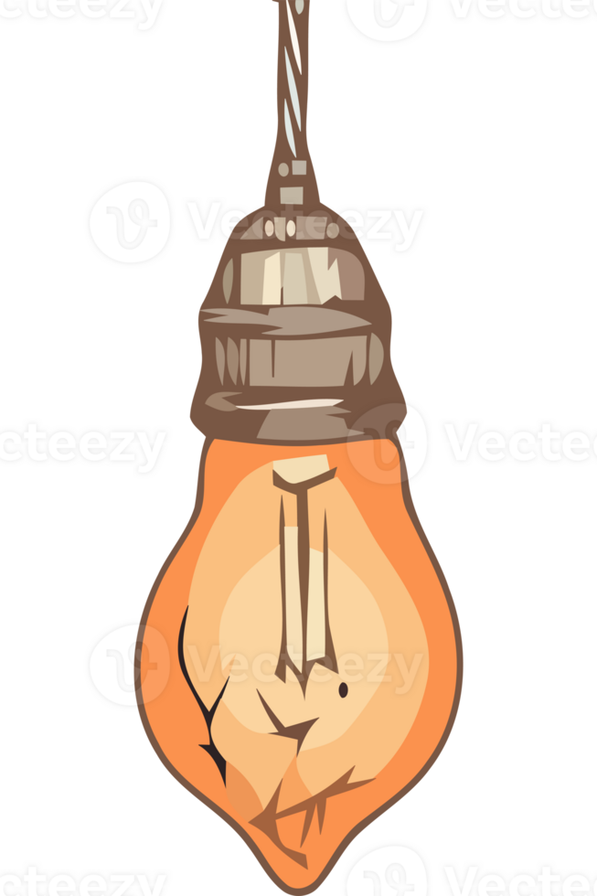 An old light bulb with a wire hanging from it png