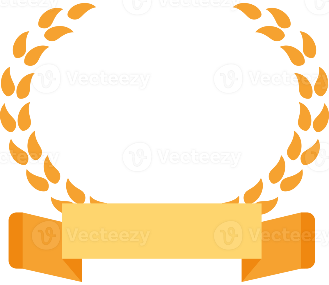 A golden laurel wreath with a ribbon on it png